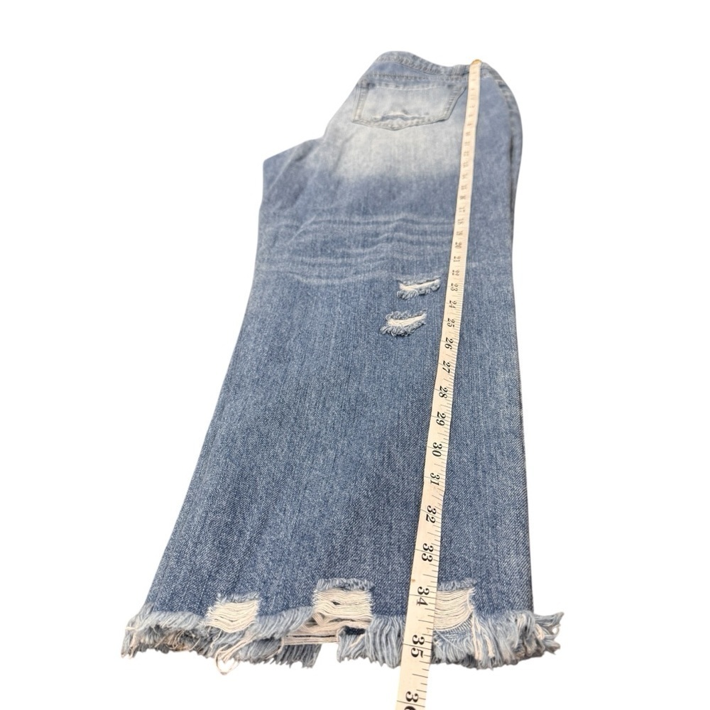 Flamingals Jeans Women’s Blue Distressed Denim Straight Boyfriend Raw Hem Sz Sm - Picture 4 of 8
